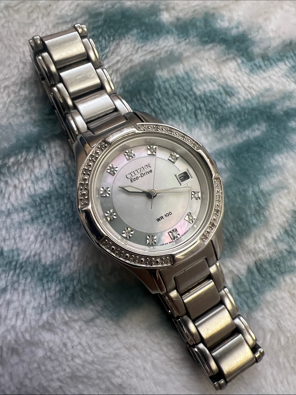Citizen Silver Stainless Steel Women's Watch with Mother-of-Pearl Dial Eco Drive